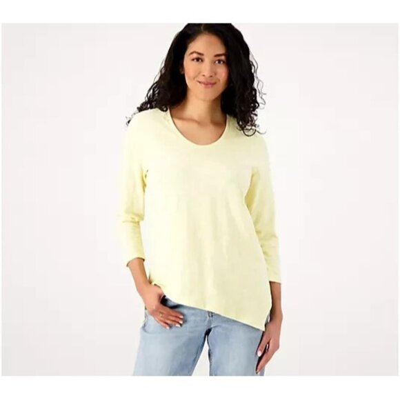 Studio Park x Amy Stran Asymmetrical Hem T-Shirt Light Yellow  X-Small A586169 - Picture 1 of 1